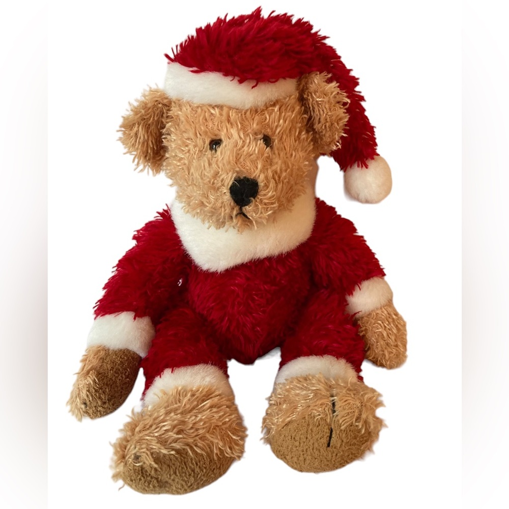 Russ Berrie Dickens 12” Christmas Teddy Bear Stuffed‎ Plush Santa Suit Hat VTG